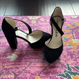 Anne Klein Black Chunky Heel Mary Jane Shoes